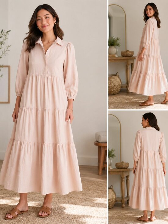 Pomander Place Dresses & Skirts - NWT Pomander Place Sandstone Cotton Mabel Maxi Tiered Dress Sz. L